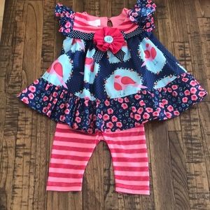 Bonnie Baby Pink Bird Baby Girl Outfit